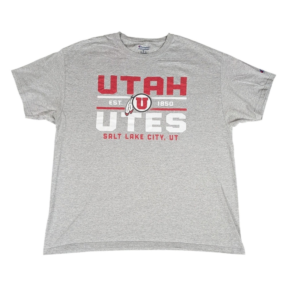 Champion Utah Utes Shirt Mens XL Gray Short Sleeve Graphic Tee Excellent
